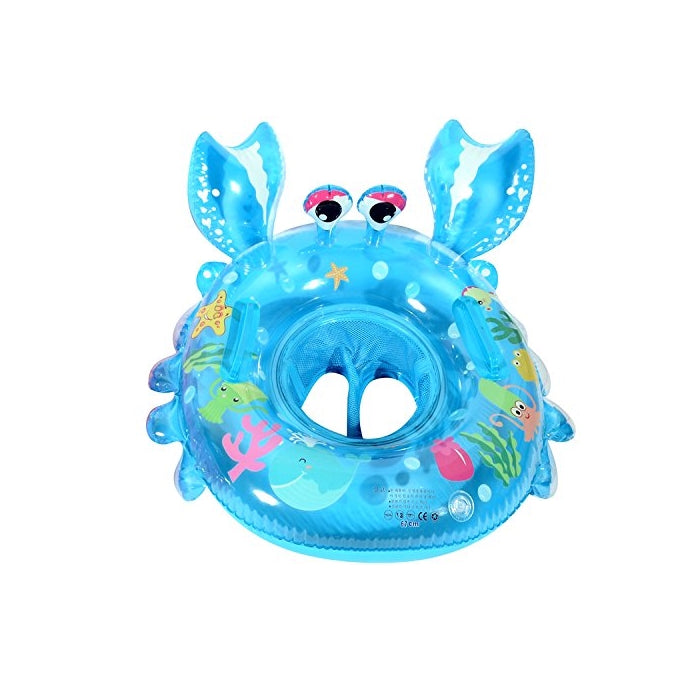 UClever Baby Inflatable Pool Float Infant Crab Seat Boat Swim Ring with Handles (Blue)