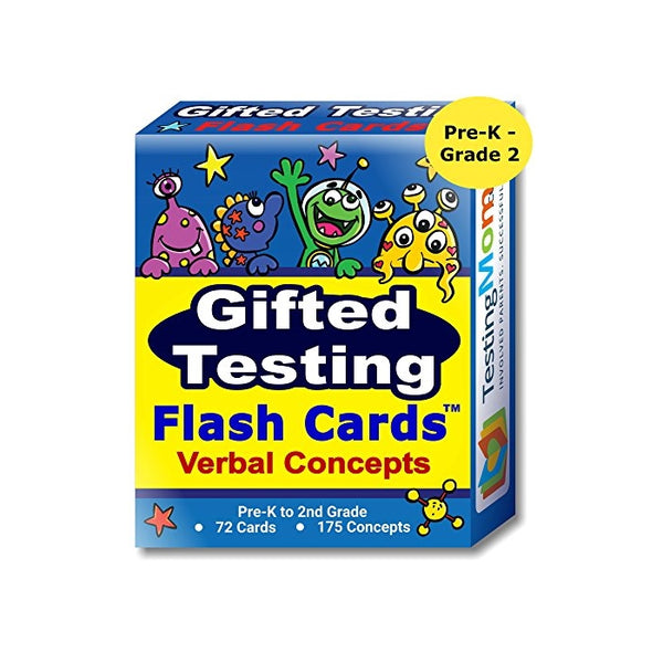 Gifted Testing Flash Cards – Verbal Concepts and Vocabulary for Pre-K – 2nd Grade – Kindergarten Educational Toy Practice for CogAT test, OLSAT test, ITBS, NYC Gifted and Talented, WISC, WPPSI