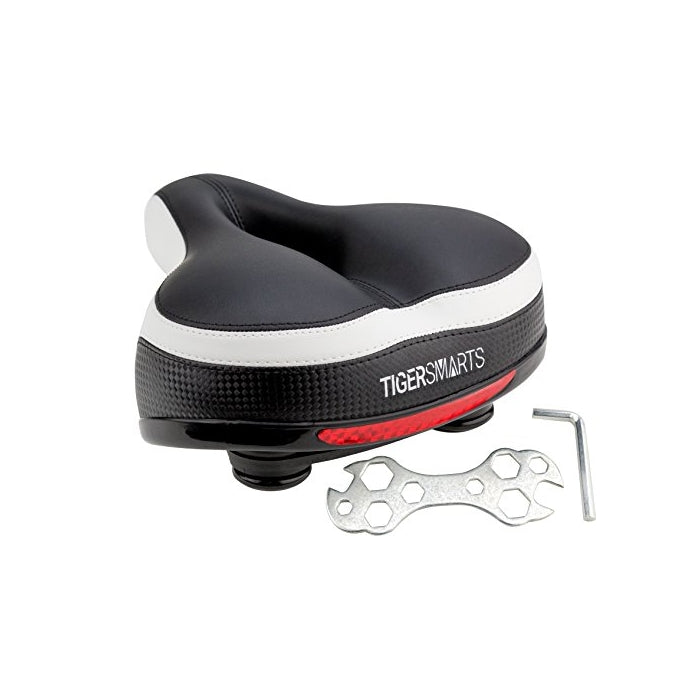 Comfortable Bike Seat for Men and Women - Replacement Wide Bicycle Saddle with Shock Absorbing Springs - Best for Electric Bicycles, Mountain and Cruiser Bikes - Free Mounting Wrench