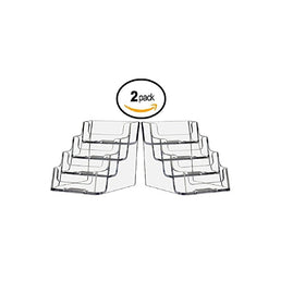 T'z Tagz Brand CLEAR 4 Pocket Business Card Holder, Holds 2" x 3.5" Cards, Four-Tier, 2 PACK