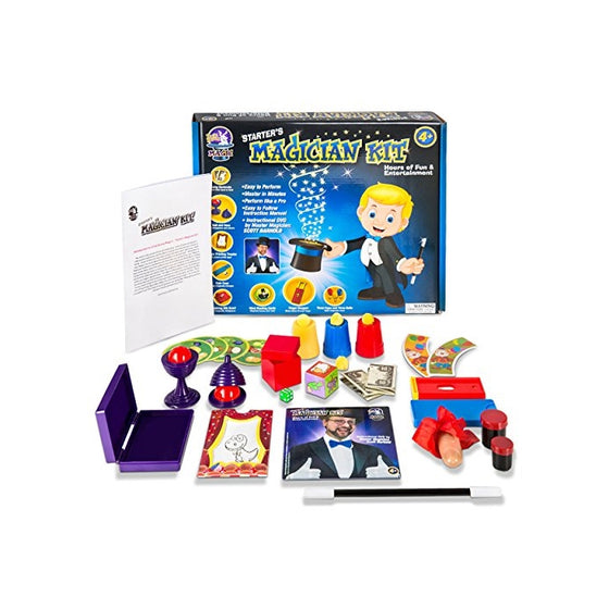 Starter Magic Tricks Set for Kids - 12 Exciting Magician Items, Instruction DVD - Magic Kit Gift Set