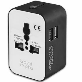 Universal Travel Power Adapter with Dual USB Charging Ports International Worldwide AC Wall Outlet Plug Charger Type A, Type G, Type F, Type I for US, UK, Europe, AUS