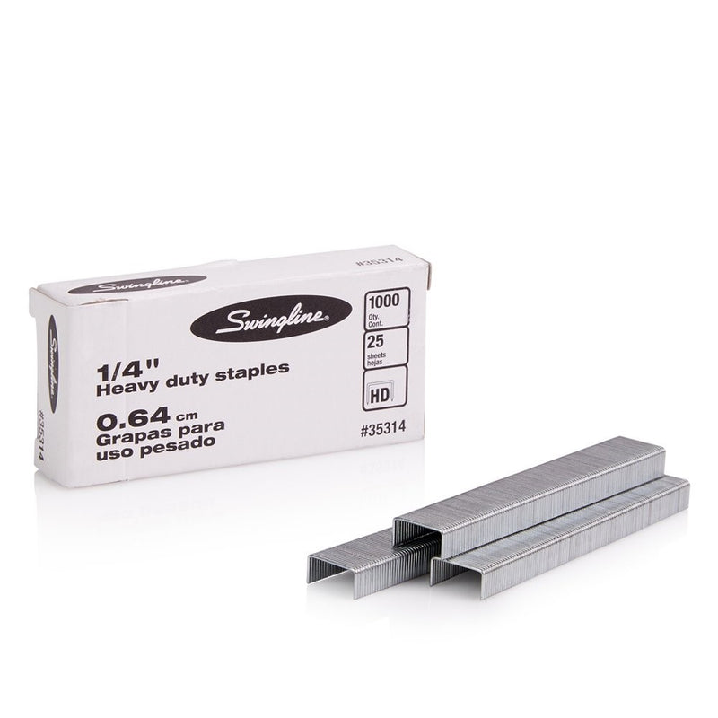 Swingline Staples, Heavy Duty, 25-Sheet Capacity, 1/4" Length, 100/Strip, 1000/Box, 1 Box (35314)