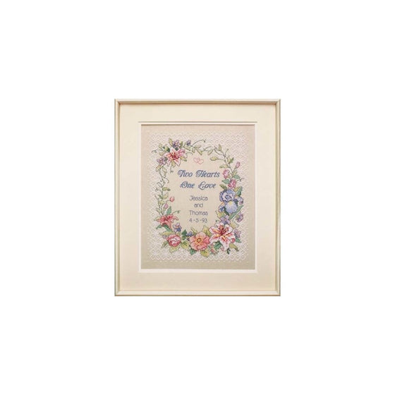 Dimensions Needlecrafts Stamped Cross Stitch, Two Hearts Wedding Record