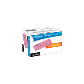 Paper Mate Pink Pearl Erasers, Large, 12 Count