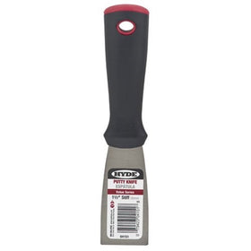 HYDE TOOLS 4151 1-1/2" Putty Knife - Stiff Blade - High Carbon Steel Blade Is Tempered & Satin Finished, Reinforced Polypropylene Handle Is Solvent Resistant.