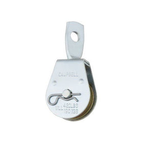 Campbell T7550301 Steel Heavy Duty Single Sheave Swivel Eye Pulley, Zinc Plated, 1-1/2" Sheave Diameter, 3/8" Rope, 420 lbs Load Capacity