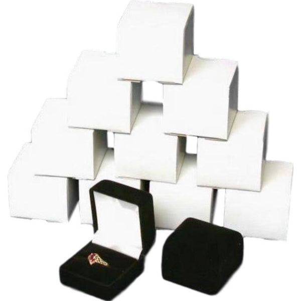 12 Black Flocked Ring Gift Boxes Jewelry Displays