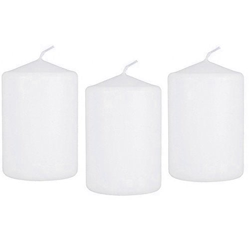 D'light Online 3 X 4" Pillar Candles Bulk Event Pack Round Unscented White Pillar Candles Qty 12 - (White)