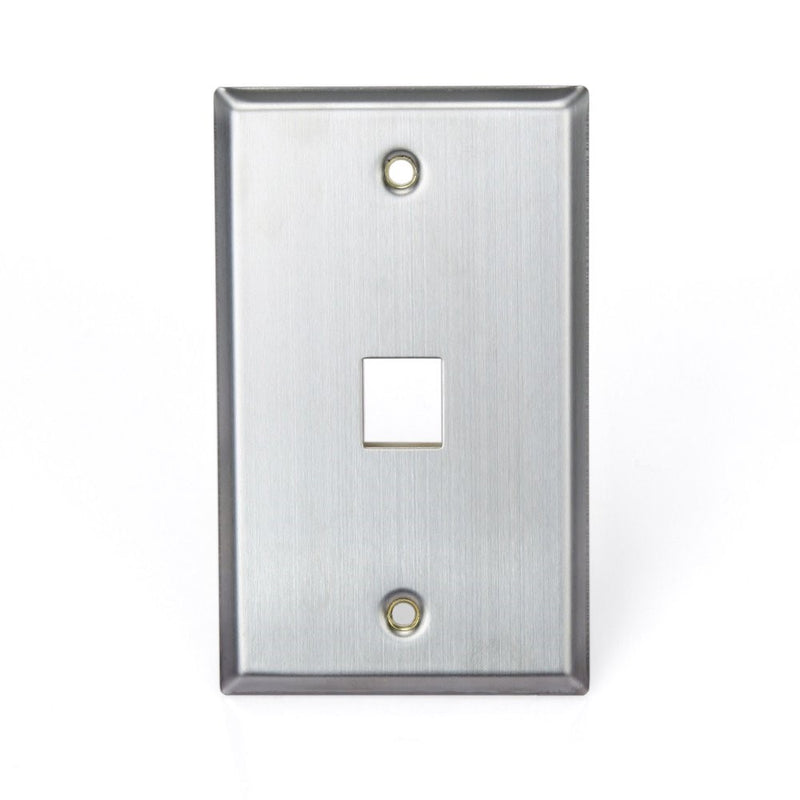 Leviton 43080-1S1 QuickPort Wallplate, Single Gang, 1-Port, Stainless Steel