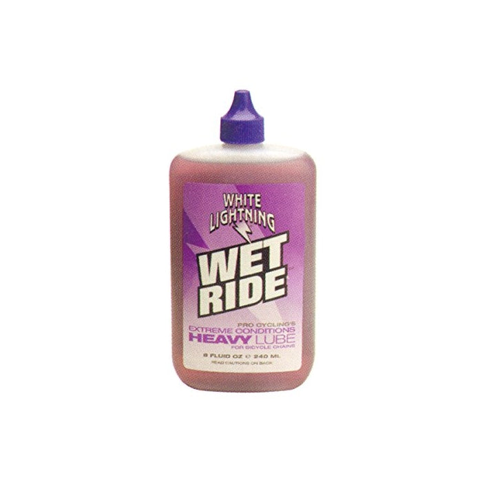 White Lightning Wet Ride Extreme Conditions Heavy Bicycle Chain Lube, 8-Ounce Drip Squeeze Bottle