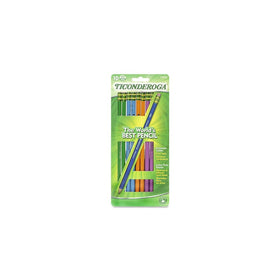 Dixon Ticonderoga Wood-Cased #2 Pencils, Black Lead, Box of 10, Assorted Color Barrels (13932)