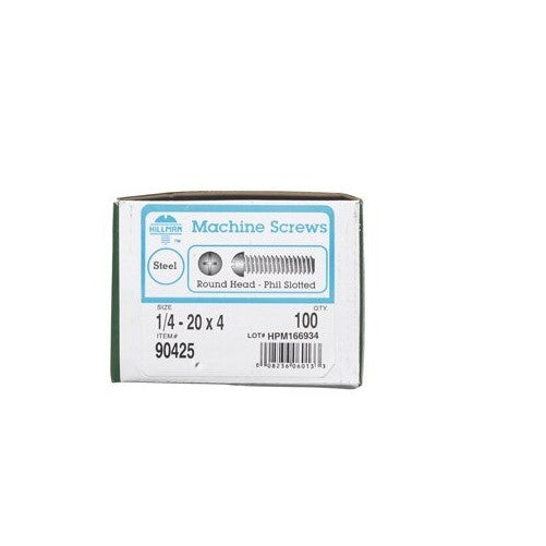 Hillman Machine Screws 1/4 " - 20 X 4 " Zinc Combination/Phillips/Slotted Round Head Box 100