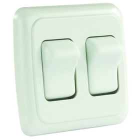 JR Products 12015 White Double SPST On-Off Switch with Bezel