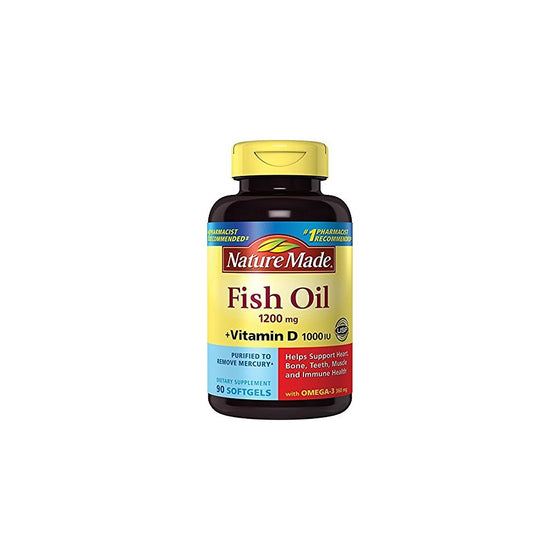 Nature Made Fish Oil 1,200 mg Vit D 1,000 IU Softgels, 90 ct