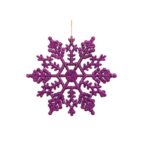 Vickerman Purple Glitter Snowflake with 24 Per PVC Box, 4-Inch