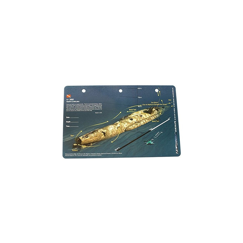New Art to Media Underwater Waterproof 3D Dive Site Map - U352 off of North Carolina (8.5 x 5.5 Inches) (21.6 x 15cm)