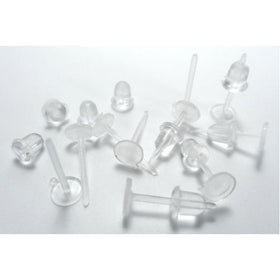 1 X Invisible Plastic Earrings Blank Pins Stud Findings DIY Supplies Back Post Earnuts Pad Nickel Free