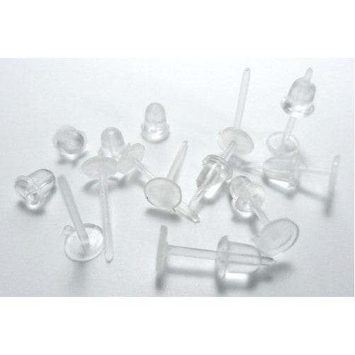 1 X Invisible Plastic Earrings Blank Pins Stud Findings DIY Supplies Back Post Earnuts Pad Nickel Free