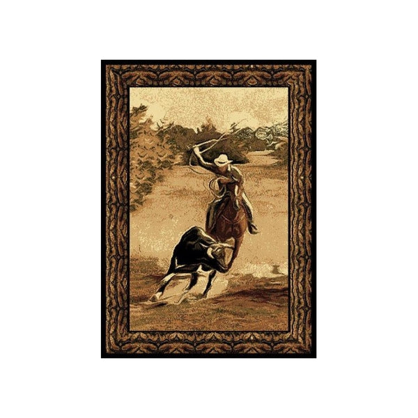 United Weavers Legends Area Rug 910-05650 Roper Black Cowboy Western 5' 3" x 7' 2" Rectangle