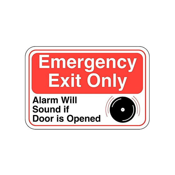 Emergency Exit Sign, 6 x 9In, R and BK/WHT