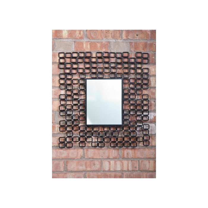 Urbanest Industrial Modern Square Metal Link Mirror Black 20" x 21.5"