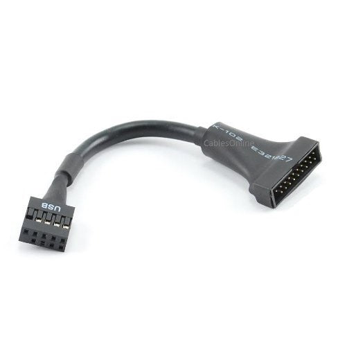 CablesOnline 4in USB 3.0 20-Pin Header Male to USB 2.0 9-Pin Motherboard Female Adapter (USB3-AD23)