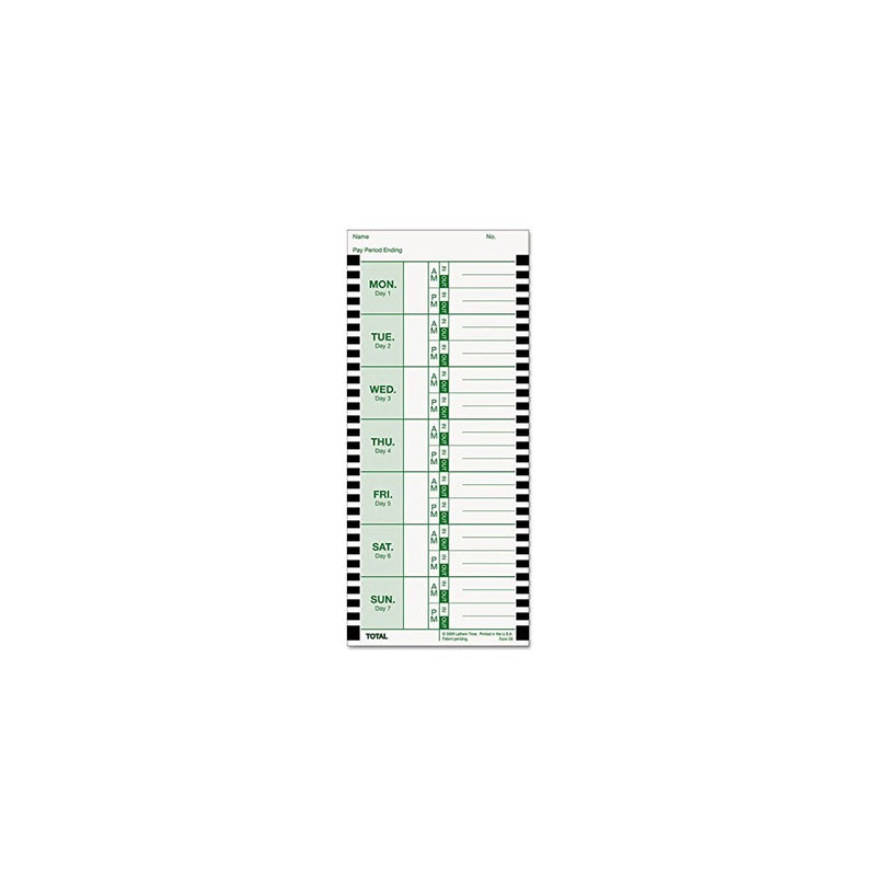 LTHE8100 - Time Card for Lathem Model 800P
