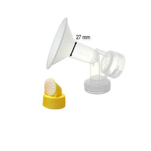 One-Piece Breastshield (Large, 27 mm) w/ Valve, Membrane for Medela Breast Pumps (Pump in Style, Lactina, Symphony, Single Deluxe, Double Ease, Manual); Replace Medela Personalfit 27 mm Breastshield, Connector, Valve/Membrane; Made by Maymom