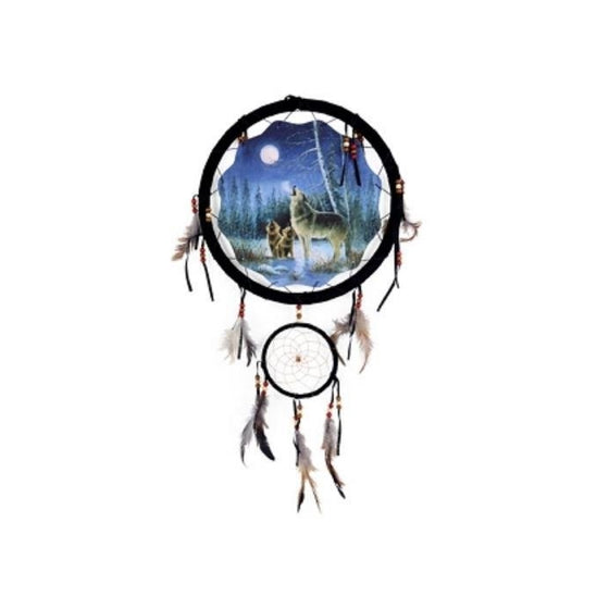 1 X 13" Wolf Theme Dream Catcher Beads Feathers