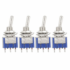 URBEST4 Pcs AC 125V 6A 3 Pin SPDT On/Off/On 3 Position Mini Toggle Switch Blue