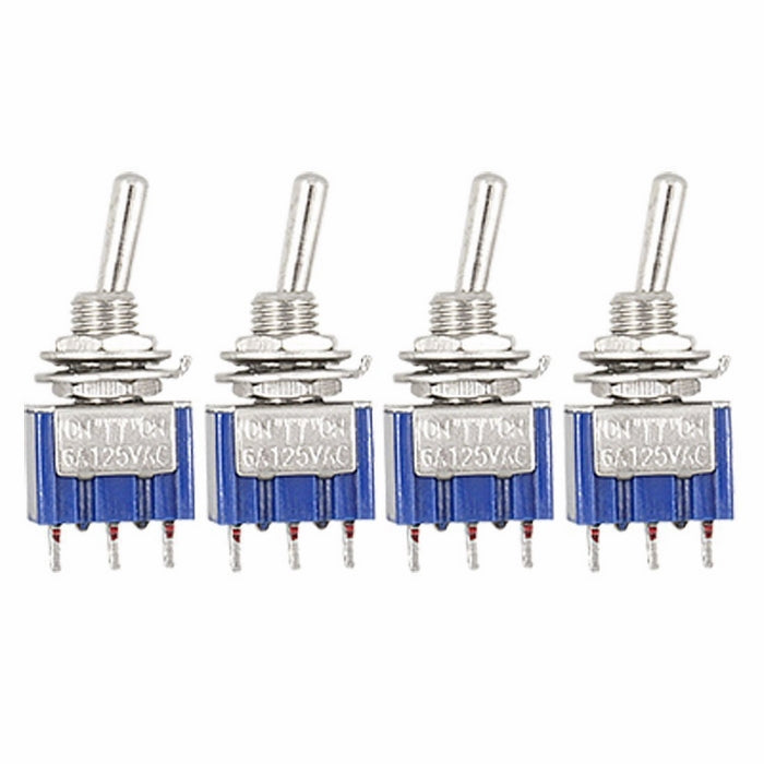 URBEST4 Pcs AC 125V 6A 3 Pin SPDT On/Off/On 3 Position Mini Toggle Switch Blue