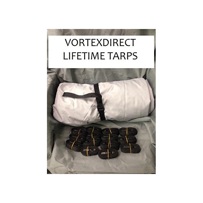 BRAND NEW VORTEX LIFETIME TARP, 24' X 14', HEAVY DUTY MARINE GRADE CANVAS, GREY (FAST SHIPPING - 1 TO 4 BUSINESS DAY DELIVERY)