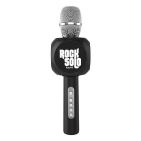 Rock Solo Bluetooth Karaoke Microphone and Speaker With Retractable Smartphone Holder - Compatible With Most Karaoke Apps - Rechargeable and Wireless (Black)