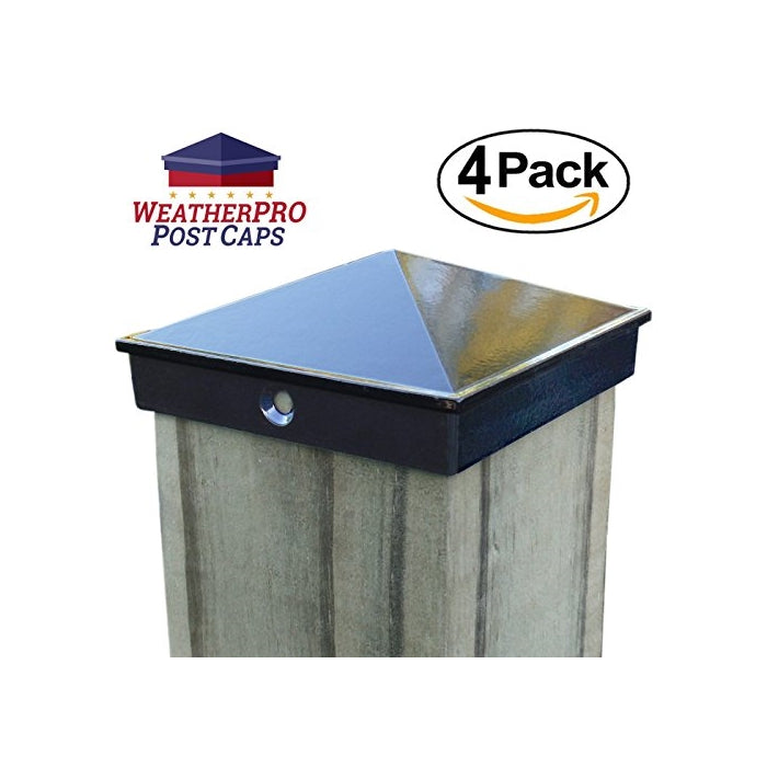 4x4 Fence Post Cap (3 1/2") 4 PACK Black Powder Coated Aluminum - Mailbox, Lamp Post, Deck, Dock, Piling Caps