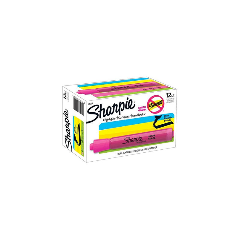 Sharpie 25009 Sanford Brands Tank Highlighters, Chisel Tip, Fluorescent Pink, 12-Count