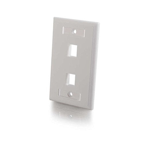 C2G/Cables to Go 03411 Two Port Keystone Single Gang Wall Plate, White