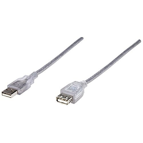 MANHATTAN 6-Feet Hi-Speed USB Device Cable A Male/A Female, Translucent Silver (336314)