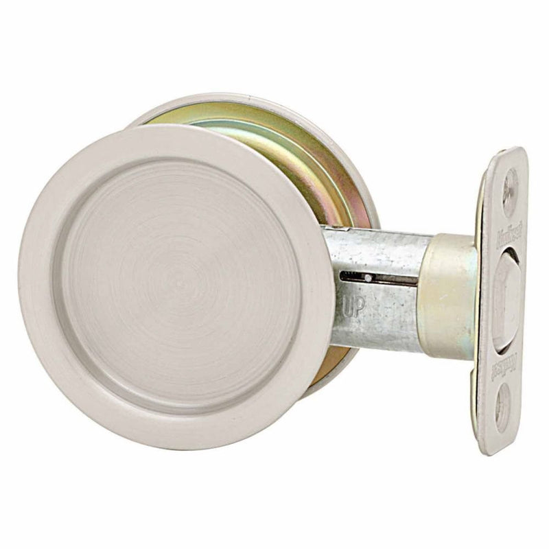 Kwikset 334 Round Hall/Closet Pocket Door Lock in Satin Nickel