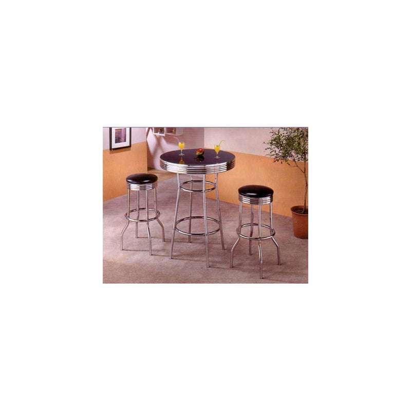 The Furniture Cove Beautiful Chrome Plate Bar Table and 2 Stool Set