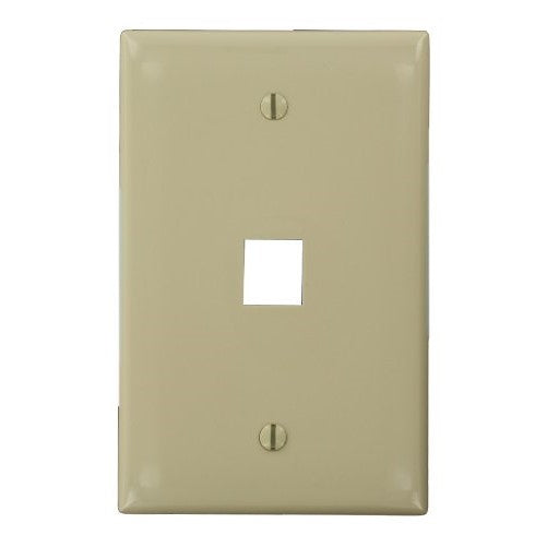 Leviton 41091-1IN QuickPort Midsize Wallplate, Single Gang, 1-Port, Ivory