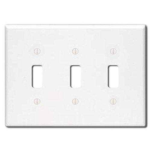 Leviton 88011 3-Gang Toggle Device Switch Wallplate, Standard Size, Thermoset, Device Mount, White