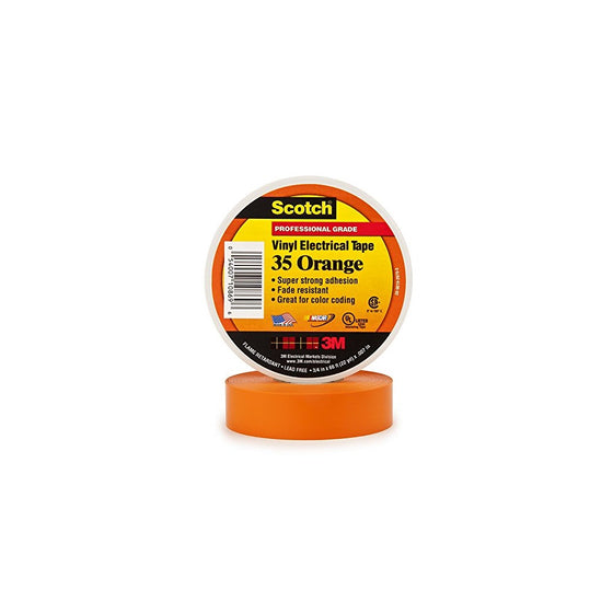 Scotch Vinyl Color Coding Electrical Tape 35, 3/4 in x 66 ft, Orange