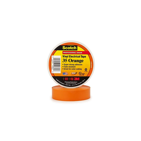 Scotch Vinyl Color Coding Electrical Tape 35, 3/4 in x 66 ft, Orange