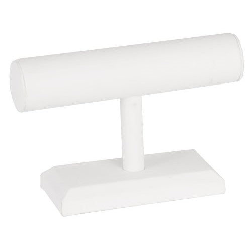 KC Store Fixtures 49137 Jewelry T-Bar Display for Bracelets and Watches, White Leatherette, 5 1/2 Inches High