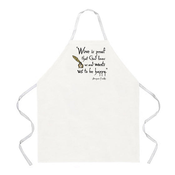 Attitude Aprons Fully Adjustable "Wine is Proof That God Loves Us and Wants Us to Be Happy" Apron, Natural