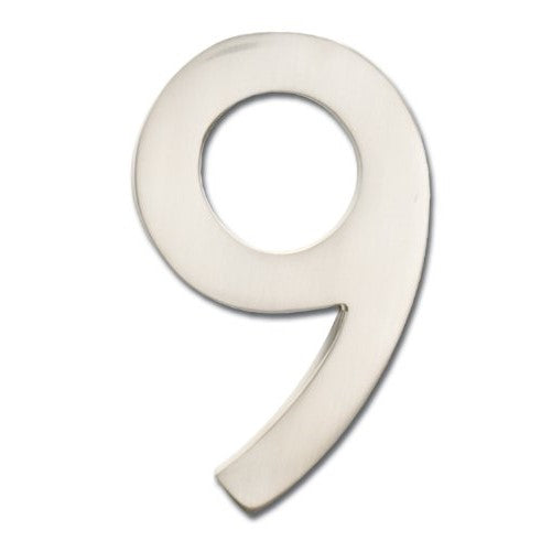 Architectural Mailboxes 3582SN-9 Brass 4-Inch Floating House Number, Satin Nickel"9"