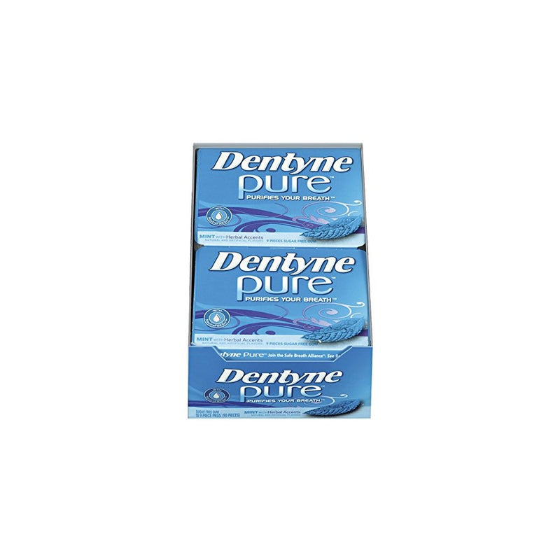 Dentyne Pure Sugar-Free Gum (Mint & Herbal Accents, 9 Piece, Pack of 10)