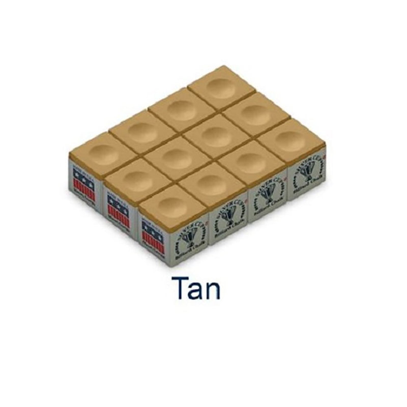 Silver Cup One Dozen Tan Pool Cue Chalk