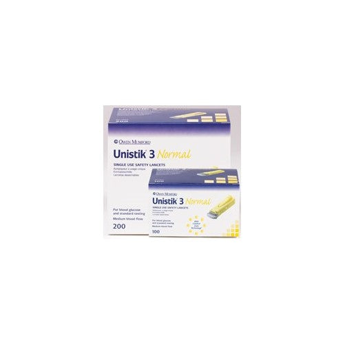 Unistik 3 Extra Safety Lancets, 21G X 2.0mm, 200 Count